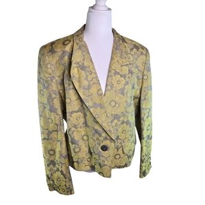 Vtg 80s Michi Moon for Sanyo floral boxy blazer jacket made in Japan